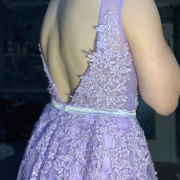 Beautiful Purple Beaded Lace Prom Dress - Picture 3 of 3